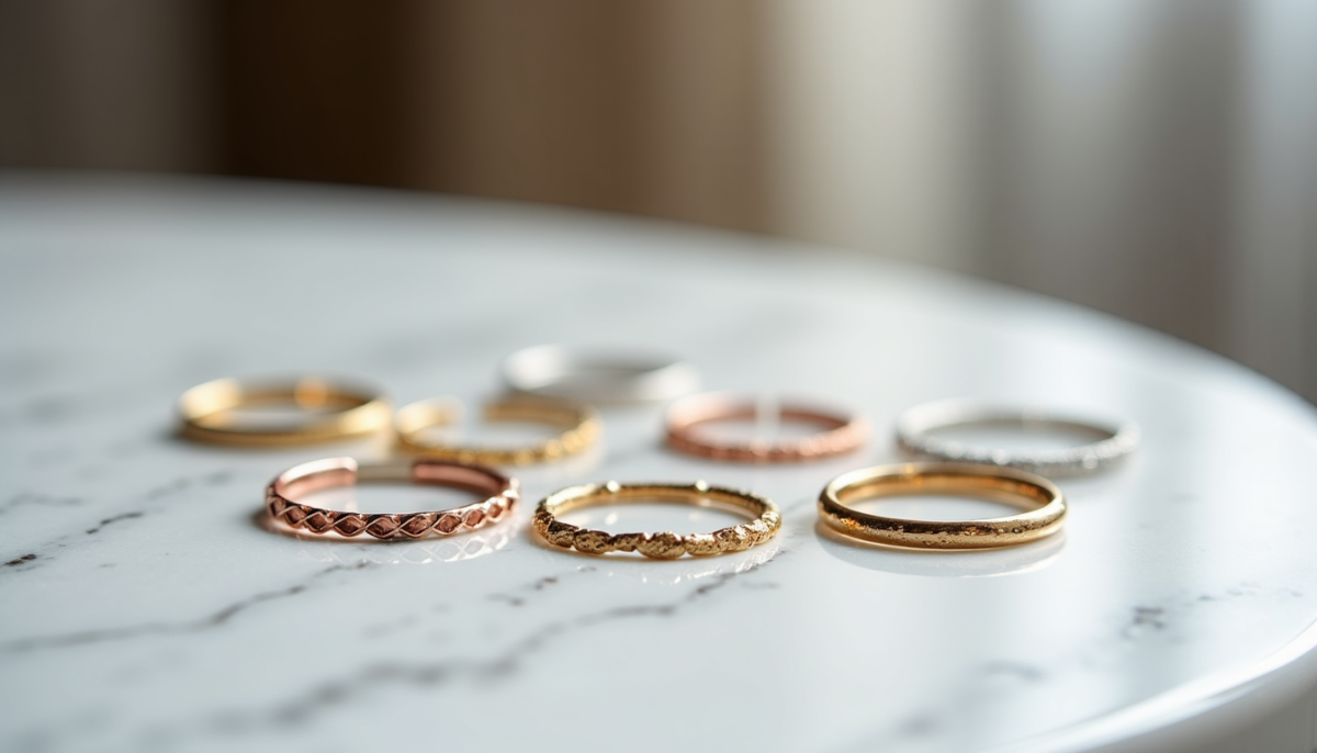 Reconnaître une bague empilable de qualité : finitions et alliages